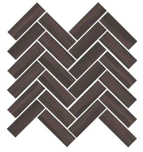 Milestone - 12"x15" Mood Wood BROWN Herringbone Matte Porcelain Mosaic Tile