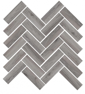 Milestone - 12"x15" Mood Wood GREY Herringbone Matte Porcelain Mosaic Tile