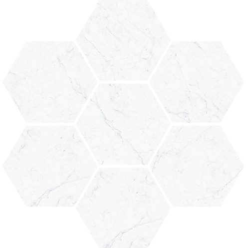 Vallelunga - Carrara 4" Esagona Hexagon Porcelain Mosaic Tile (Lapped Finish - 11.8"x11.1" Sheet)