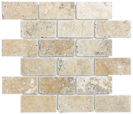 2"x4" Picasso Travertine Tumbled Brick Mosaic Tile