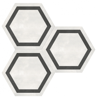 Anatolia - 7"x8" Form Ivory Hexagon Frame Porcelain Tile (Matte Finish)
