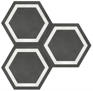 Anatolia - 7"x8" Form Graphite Hexagon Frame Porcelain Tile (Matte Finish)