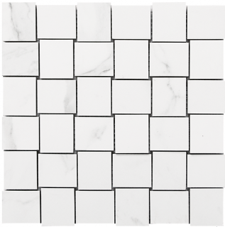 Happy Floors - Statuario Glossy Basketweave Mosaic Tile (12"x12" Sheet)