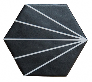 Novalinea - 6"x7" Geometric BLACK STRIPED Porcelain Hexagon Tile