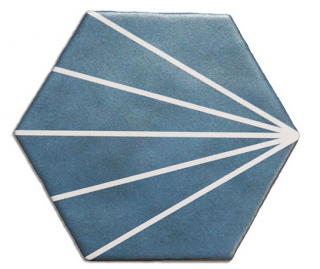 Novalinea - 6"x7" Geometric BLUE MARINE STRIPED Porcelain Hexagon Tile
