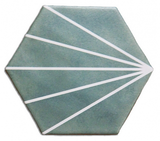 Novalinea - 6"x7" Geometric GREEN STRIPED Porcelain Hexagon Tile