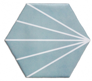 Novalinea - 6"x7" Geometric TURQUOISE STRIPED Porcelain Hexagon Tile