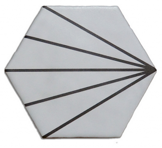 Novalinea - 6"x7" Geometric WHITE STRIPED Porcelain Hexagon Tile