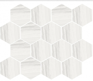 Happy Floors - Silver White Hexagon Mosaic Tile (12"x14" Sheet)