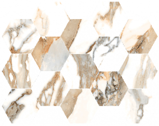 Happy Floors - Crash BEIGE Hexagon Natural Mosaic Tile (Matte Finish - 10"x14" Sheet)