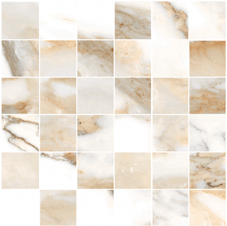 Happy Floors - 2"x2" Crash Beige Polished Mosaic Tile (12"x12" Sheet)