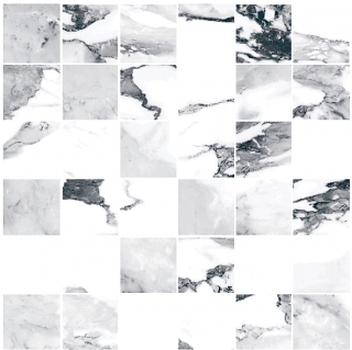 Happy Floors - 2"x2" Crash Blanco Natural Mosaic Tile (12"x12" Sheet)
