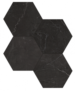 Anatolia - 6" La Marca Nero Venato Polished Hexagon Mosaic Tile