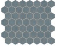 Marazzi - 1-1/2"x1-1/2" Moroccan Concrete Blue Gray Porcelain Hexagon Mosaic Tile MC54