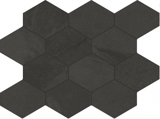 Unicom Starker - Brazilian Slate Rail Black Porcelain Hexagon Mosaic Tile (Matte Finish - 10"x13" Sheet)