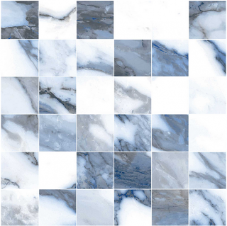 Happy Floors - 2"x2" Crash Blue Natural Porcelain Mosaic Tile (12"x12" Sheet)