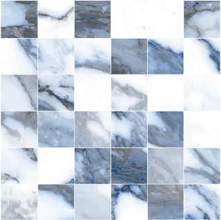 Happy Floors - 2"x2" Crash BLUE Natural Porcelain Mosaic Tile (Matte Finish - 12"x12" Sheet)