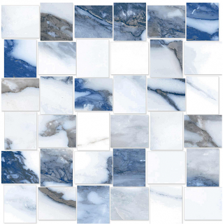 Happy Floors - Crash BLUE Polished Porcelain Basketweave Mosaic Tile (Glossy Finish - 12"x12" Sheet)