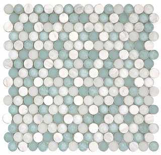 Project Deco SoBe Aqua Penny Round Mosaic Tile (12.4"x11.5" Sheet)