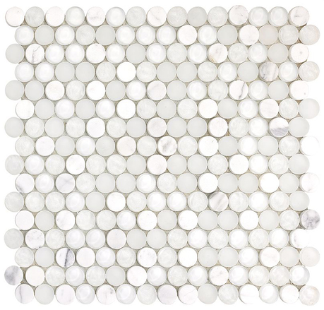 Project Deco SoBe Ice Penny Round Mosaic Tile (12.4"x11.5" Sheet)