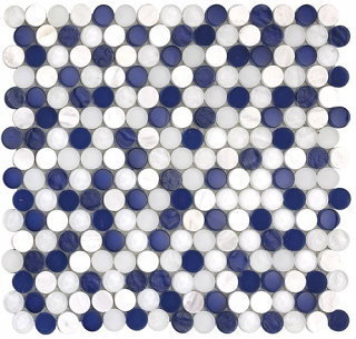 Project Deco SoBe Marine Penny Round Mosaic Tile (12.4"x11.5" Sheet)