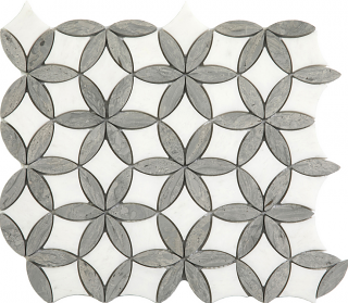 Project Deco Paper White & Wooden Silver Flora Natural Stone Mosaic Tile (12"x13" Sheet)