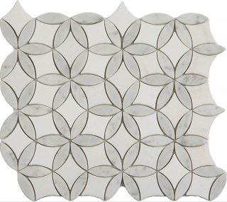Project Deco Thassos & Carrara (Light Blend) Flora Natural Stone Mosaic Tile (12"x13" Sheet)