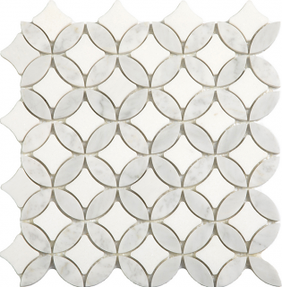 Project Deco Thassos & Carrara (Light Blend) Superellipse Natural Stone Mosaic Tile (12"x12" Sheet)