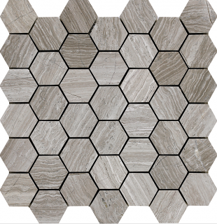 Project Deco Wooden White Hexagon Natural Stone Mosaic Tile (12"x11.7" Sheet)