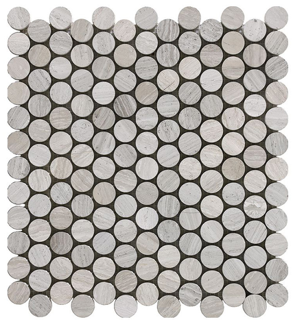 Project Deco Wooden White Penny Round Natural Stone Mosaic Tile (12.2"x12.4" Sheet)