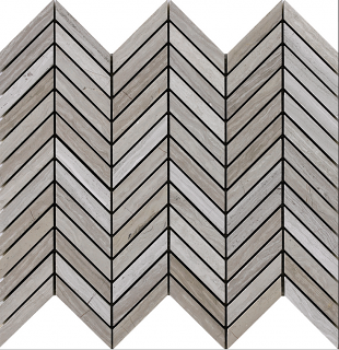 Project Deco Wooden White Chevron Natural Stone Mosaic Tile (12.5"x12.2" Sheet)