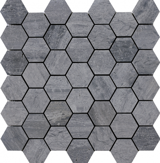 Project Deco Wooden Silver Hexagon Natural Stone Mosaic Tile (12"x11.7" Sheet)