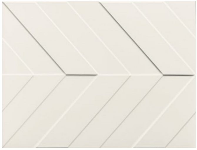 Marca Corona - 16"x32" 4D White Chevron Matt Ceramic Wall Tile