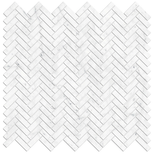 Bianco Carrara Honed Marble Herringbone Mosaic Tile