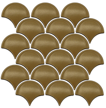 Questech - Classic Metal Tile Line Aztec Gold Scallop Mosaic Tile (6 sheets - 10"x10-1/4")