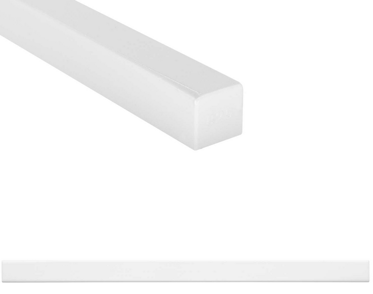 Questech - 1/2"x12" Linear Bright White Polished Cast Stone Pencil Liner