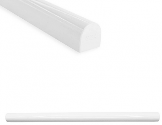 Questech - 3/4"x12" Soho Bright White Polished Cast Stone Bullnose