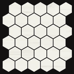 Gazzini - 2" White Dolomite Polished Porcelain Hexagon Mosaic Tile (12"x12" Sheet)