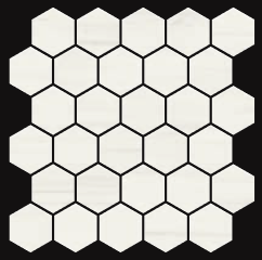 Gazzini - 2" White Dolomite Natural Matte Porcelain Hexagon Mosaic Tile (12"x12" Sheet)