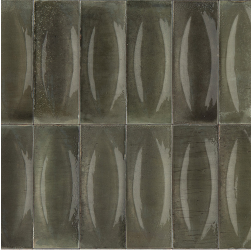 Ragno - 3"x8" Gleeze Grigio Struttura Eye 3D Deco Glossy Wall Tile