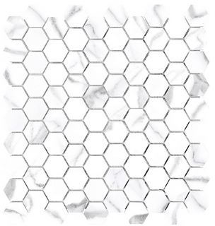 Anatolia - 1-1/4"x1-1/4" Mayfair Statuario Venato Polished Hexagon Porcelain Mosaic Tile