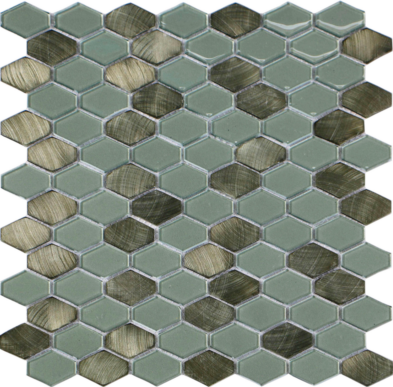 Iridium Jade Hexagon Mosaic Tile (11.5"x11.9" Sheet)