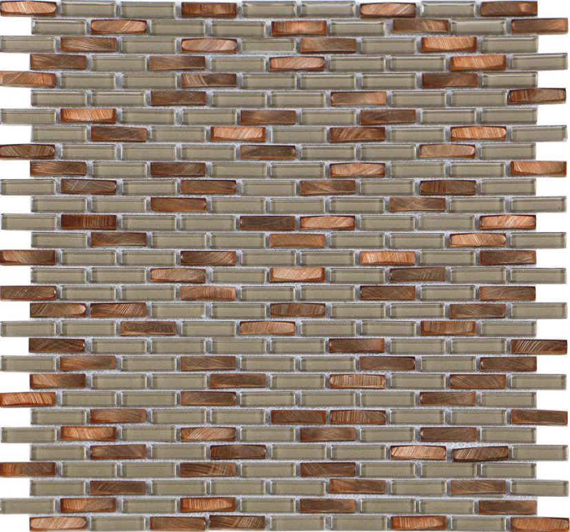 Iridium Copper Mini-Brick Mosaic Tile (11.9"x12" Sheet)