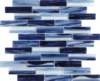 Project Deco Tortuga Azure Listello Glass Mosaic Tile (11.8"x11.8" Sheet)