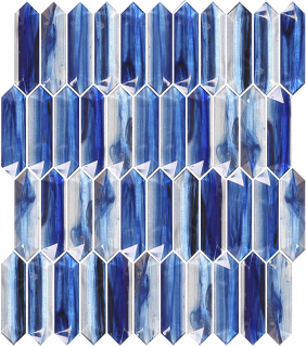 Project Deco Tortuga Azure Picket Glass Mosaic Tile (13.7"x11.6" Sheet)