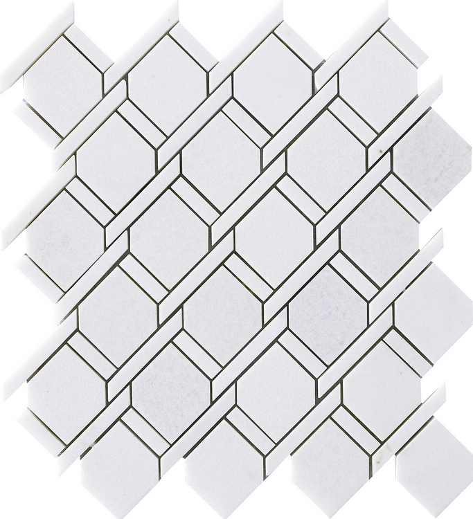 Project Deco Natural Stone Thassos Rope Mosaic Tile (12.1"x11" Sheet - Matte Finish)