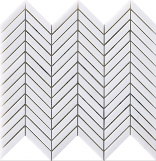 Project Deco Thassos Chevron Natural Stone Mosaic Tile (12.5"x12.2" Sheet)