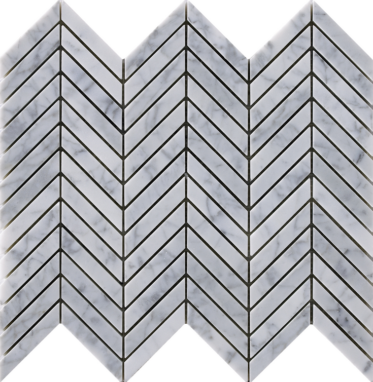 Project Deco Carrara Chevron Natural Stone Mosaic Tile (12.5"x12.2" Sheet)