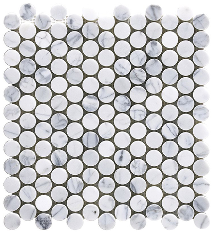 Project Deco Statuario Penny Round Natural Stone Mosaic Tile (12.2"x12.4" Sheet)