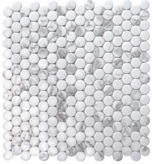 Project Deco Endura Calacatta Penny Round Mosaic Tile (11.5"x12.5" Sheet)